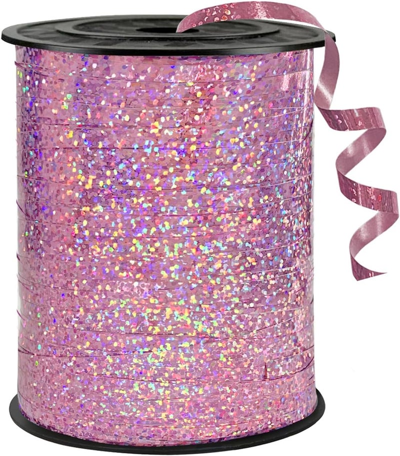 weizedm Pink Ribbon Metallic Balloon Curling Ribbon - Perfect for Parties, Weddings, and Crafts - Image 1